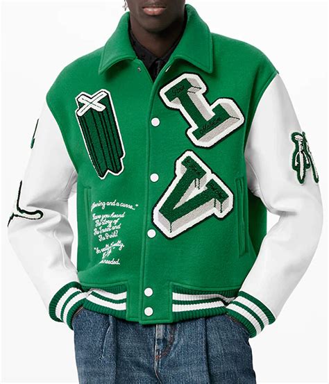 louis vuitton red and white jacket|lv green varsity jacket.